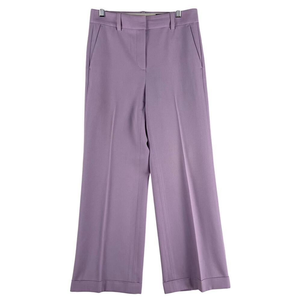 J.Crew Womens Cuffed Wide-Leg Trouser Pant 4P Frosty Lilac Wool Blend Cropped